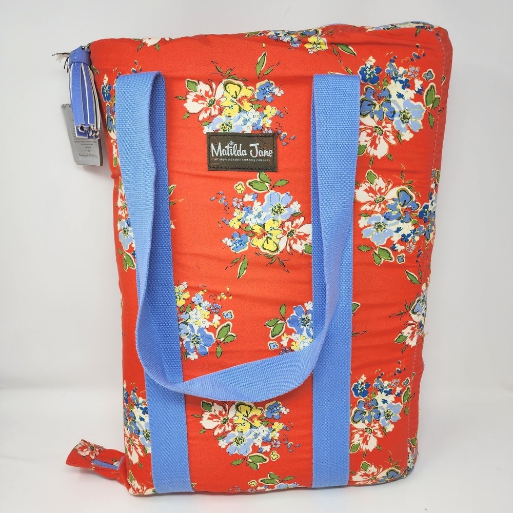 Matilda Jane Let's Go Together Life's A Picnic Blanket Orange Blue 87x54 NEW